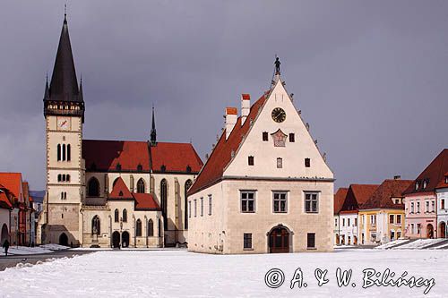 Bardiów, Bardiejów, Bardyjów, Bardejów, słow. Bardejov, niem. Bartfeld, węg. Bártfa, czes. Bardijov lub Bardějov, cyg. Bartwa, Rynek, Ratusz i kościół św. Idziego, Słowacja,