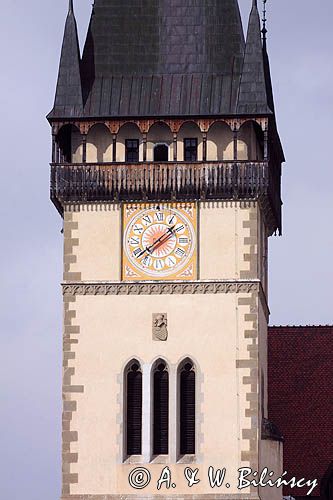 Bardiów, Bardiejów, Bardyjów, Bardejów, słow. Bardejov, niem. Bartfeld, węg. Bártfa, czes. Bardijov lub Bardějov, cyg. Bartwa, zegar na wieży kościoła św. Idziego, Słowacja