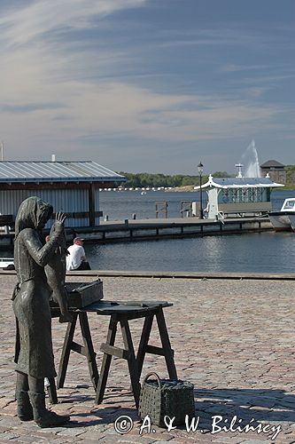 Karlskrona, figura na targu rybnym, Szwecja targ rybny Fisktorget