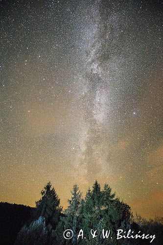 Mleczna Droga, Gwiezdne niebo, nocny pejzaż, Bieszczady
