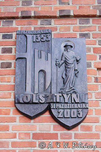 Olsztyn, Wysoka Brama, herb, św. Jakub, patron miasta