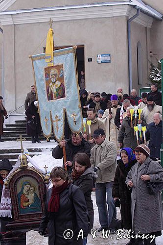 Sanok, prawosławne święto Jordanu, procesja z cerkwii nad San