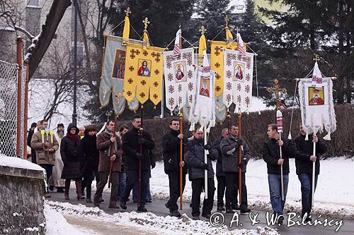 Sanok, prawosławne święto Jordanu, procesja z cerkwii nad San
