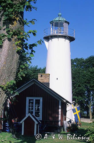 Latarnia morska w Smygehamn, latarnia Smygehur, Skania, Szwecja