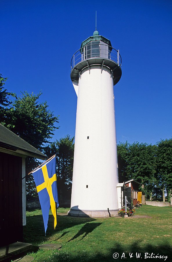 Latarnia morska w Smygehamn, latarnia Smygehur, Skania, Szwecja