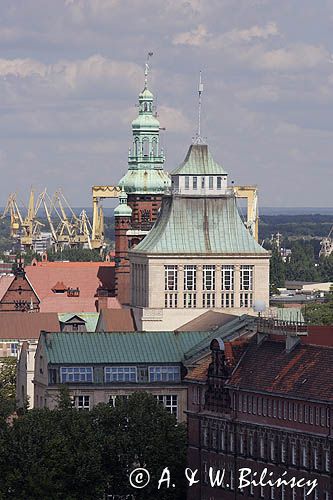 Szczecin, panorama z zamku Książąt Pomorskich, z Wieży Zegarowej, Wały Chrobrego,