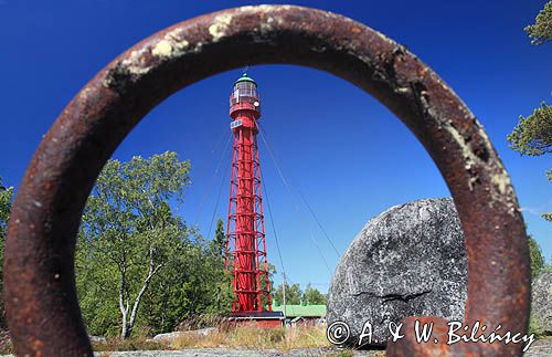 latarnia morska na wyspie Valassaaret, Archipelag Kvarken, Finlandia, Zatoka Botnicka