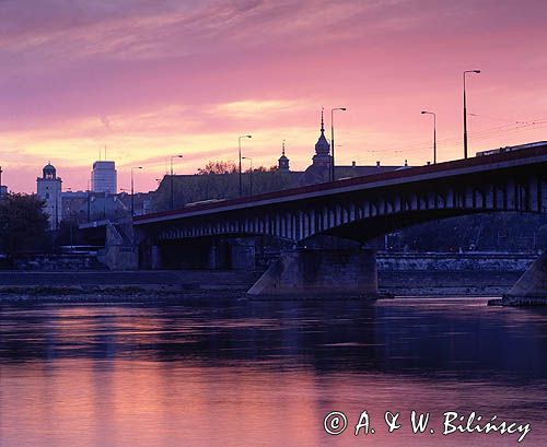 most Śląsko-Dąbrowski, zamek królewski, kościół św. Anny, rzeka Wisła, Warszawa