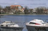 Jezioro Ryńskie i zamek w Rynie, Ryn, Mazury, Polska