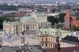 Cracow widok z Wieży Mariackiej, teatr Słowackiego i kościół św. Krzyża
