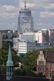 Szczecin, panorama z zamku Książąt Pomorskich, z Wieży Zegarowej, Kościół św. Piotra i św. Pawła, XV wiek i nowoczesne wieżowce